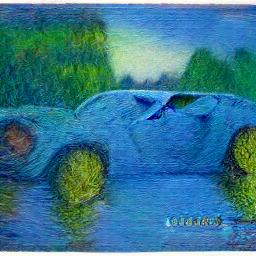 generated: a painting of a sport car in the style of Monet #1